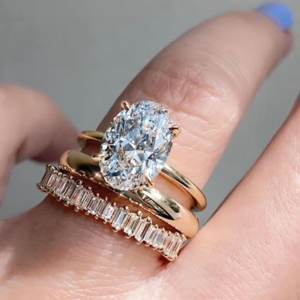 Gold Stackable Engagement Ring Set Size 7 - Picture 2 of 15